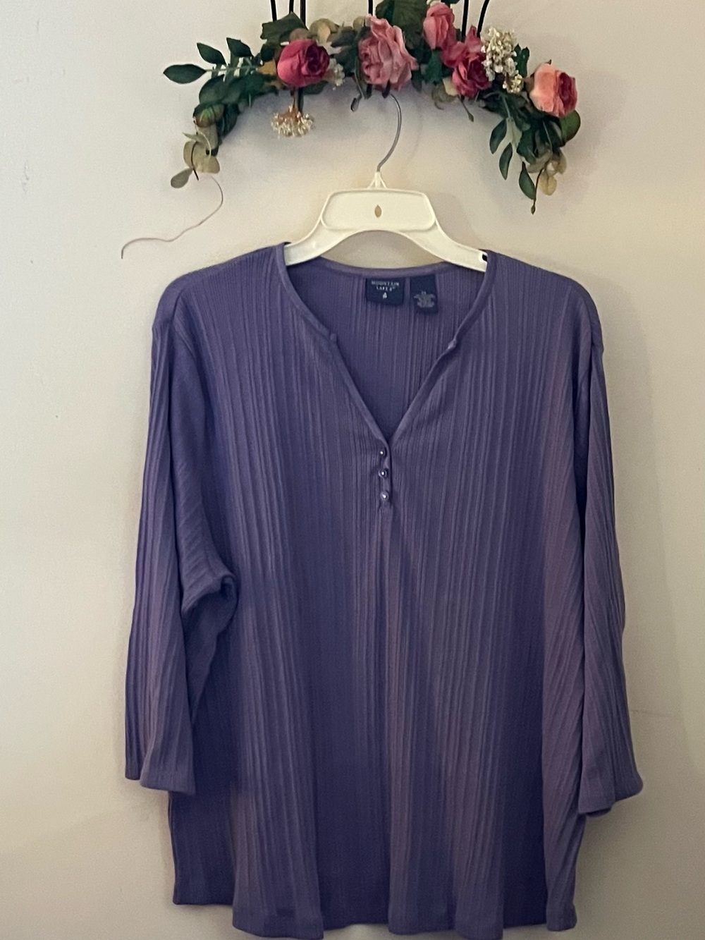 Coldwater Creek Lavender Ribbed Henley Top